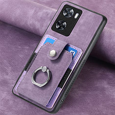 Soft Silicone Gel Leather Snap On Case Cover SD1 for Oppo A57 4G Clove Purple