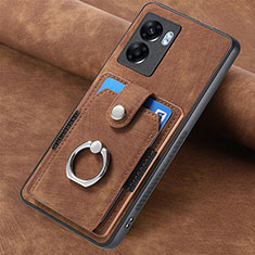 Soft Silicone Gel Leather Snap On Case Cover SD1 for Oppo A57 5G Brown
