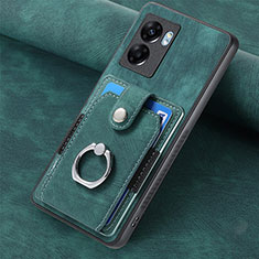 Soft Silicone Gel Leather Snap On Case Cover SD1 for Oppo A57 5G Green