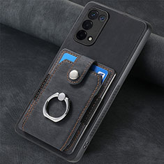 Soft Silicone Gel Leather Snap On Case Cover SD1 for Oppo A74 5G Black