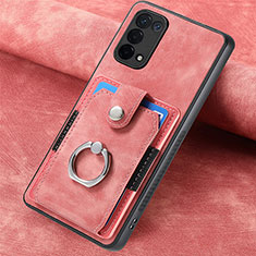 Soft Silicone Gel Leather Snap On Case Cover SD1 for Oppo A74 5G Pink