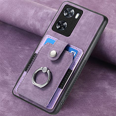 Soft Silicone Gel Leather Snap On Case Cover SD1 for Oppo A77 4G Clove Purple