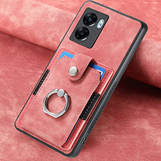 Soft Silicone Gel Leather Snap On Case Cover SD1 for Oppo A77 5G Pink