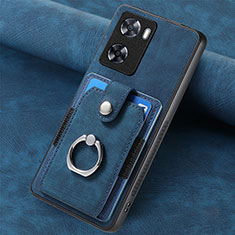 Soft Silicone Gel Leather Snap On Case Cover SD1 for Oppo A77s Blue