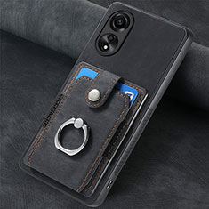 Soft Silicone Gel Leather Snap On Case Cover SD1 for Oppo A78 4G Black