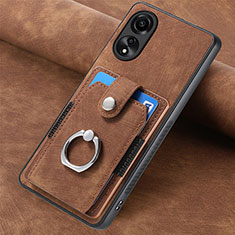 Soft Silicone Gel Leather Snap On Case Cover SD1 for Oppo A78 4G Brown