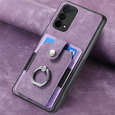 Soft Silicone Gel Leather Snap On Case Cover SD1 for Oppo A93 5G Clove Purple