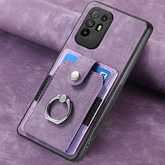 Soft Silicone Gel Leather Snap On Case Cover SD1 for Oppo A95 5G Clove Purple