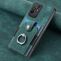 Soft Silicone Gel Leather Snap On Case Cover SD1 for Oppo A95 5G Green