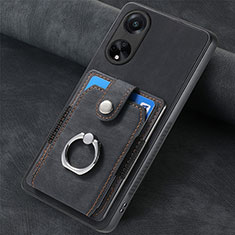 Soft Silicone Gel Leather Snap On Case Cover SD1 for Oppo A98 5G Black