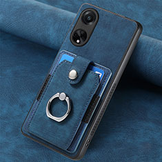 Soft Silicone Gel Leather Snap On Case Cover SD1 for Oppo A98 5G Blue