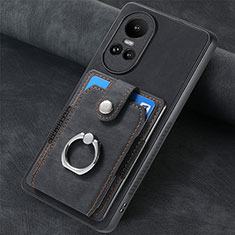Soft Silicone Gel Leather Snap On Case Cover SD1 for Oppo Reno10 Pro 5G Black
