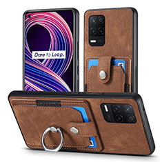 Soft Silicone Gel Leather Snap On Case Cover SD1 for Realme 8 5G Brown