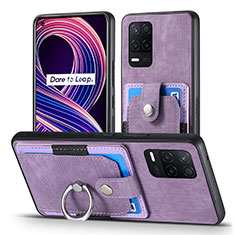 Soft Silicone Gel Leather Snap On Case Cover SD1 for Realme 8 5G Clove Purple