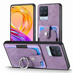 Soft Silicone Gel Leather Snap On Case Cover SD1 for Realme 8 Pro Clove Purple