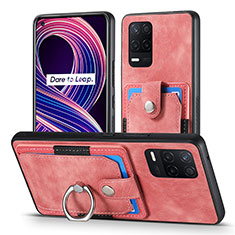 Soft Silicone Gel Leather Snap On Case Cover SD1 for Realme 8s 5G Pink