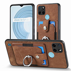 Soft Silicone Gel Leather Snap On Case Cover SD1 for Realme C25Y Brown