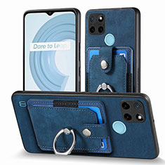 Soft Silicone Gel Leather Snap On Case Cover SD1 for Realme C25Y India Blue