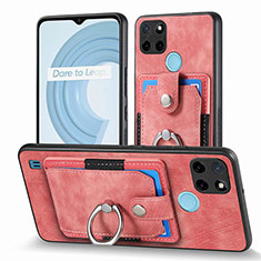 Soft Silicone Gel Leather Snap On Case Cover SD1 for Realme C25Y India Pink