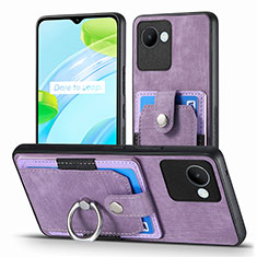 Soft Silicone Gel Leather Snap On Case Cover SD1 for Realme C30 Clove Purple