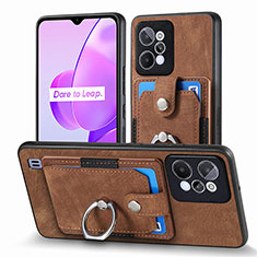 Soft Silicone Gel Leather Snap On Case Cover SD1 for Realme C31 Brown