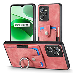 Soft Silicone Gel Leather Snap On Case Cover SD1 for Realme Narzo 50A Prime Pink