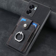 Soft Silicone Gel Leather Snap On Case Cover SD1 for Realme V23 5G Black