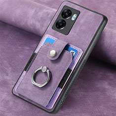 Soft Silicone Gel Leather Snap On Case Cover SD1 for Realme V23i 5G Clove Purple