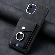 Soft Silicone Gel Leather Snap On Case Cover SD1 for Samsung Galaxy A03 Black