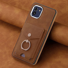 Soft Silicone Gel Leather Snap On Case Cover SD1 for Samsung Galaxy A03 Brown