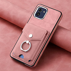 Soft Silicone Gel Leather Snap On Case Cover SD1 for Samsung Galaxy A03 Rose Gold