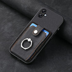 Soft Silicone Gel Leather Snap On Case Cover SD1 for Samsung Galaxy A04 4G Black