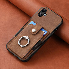 Soft Silicone Gel Leather Snap On Case Cover SD1 for Samsung Galaxy A04E Brown