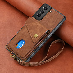 Soft Silicone Gel Leather Snap On Case Cover SD1 for Samsung Galaxy S22 5G Brown