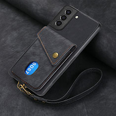 Soft Silicone Gel Leather Snap On Case Cover SD1 for Samsung Galaxy S22 Plus 5G Black