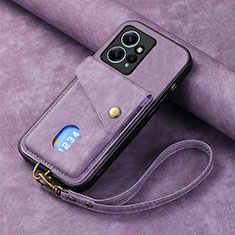 Soft Silicone Gel Leather Snap On Case Cover SD1 for Xiaomi Redmi Note 12 4G Clove Purple