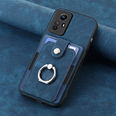 Soft Silicone Gel Leather Snap On Case Cover SD1 for Xiaomi Redmi Note 12S Blue