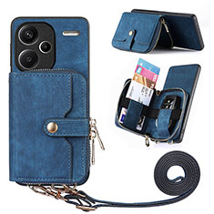 Soft Silicone Gel Leather Snap On Case Cover SD1 for Xiaomi Redmi Note 13 Pro+ Plus 5G Blue