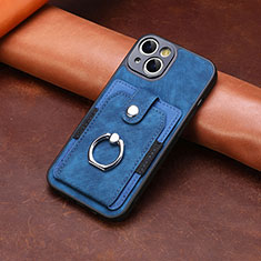 Soft Silicone Gel Leather Snap On Case Cover SD10 for Apple iPhone 13 Blue