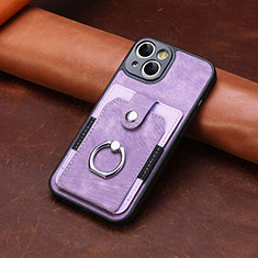 Soft Silicone Gel Leather Snap On Case Cover SD10 for Apple iPhone 15 Clove Purple