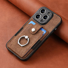 Soft Silicone Gel Leather Snap On Case Cover SD11 for Apple iPhone 16 Pro Brown