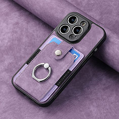 Soft Silicone Gel Leather Snap On Case Cover SD11 for Apple iPhone 16 Pro Clove Purple