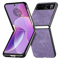 Soft Silicone Gel Leather Snap On Case Cover SD11 for Motorola Moto Razr 40 5G Clove Purple