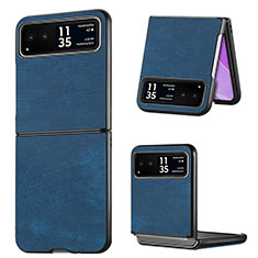 Soft Silicone Gel Leather Snap On Case Cover SD11 for Motorola Moto Razr 40 Ultra 5G Blue