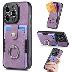 Soft Silicone Gel Leather Snap On Case Cover SD12 for Apple iPhone 16 Pro Clove Purple