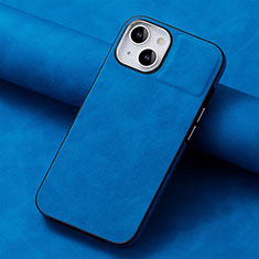 Soft Silicone Gel Leather Snap On Case Cover SD13 for Apple iPhone 14 Blue