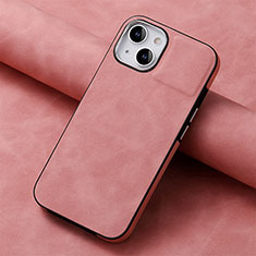 Soft Silicone Gel Leather Snap On Case Cover SD13 for Apple iPhone 14 Pink
