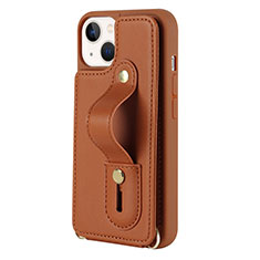 Soft Silicone Gel Leather Snap On Case Cover SD14 for Apple iPhone 13 Brown