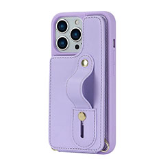 Soft Silicone Gel Leather Snap On Case Cover SD14 for Apple iPhone 15 Pro Purple