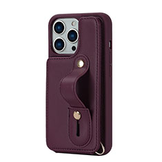 Soft Silicone Gel Leather Snap On Case Cover SD14 for Apple iPhone 15 Pro Red Wine